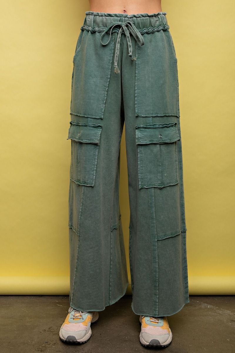 Women Pistachio Green High Waist Cargo Jeans