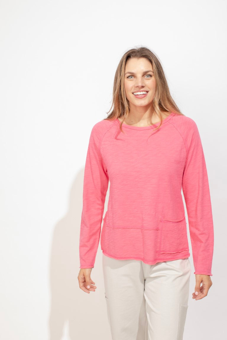 Cotton Slub Pocket Pullover in Watermelon