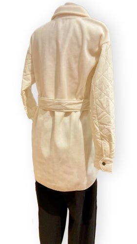 Mix Media Quilted Jacket in Cream