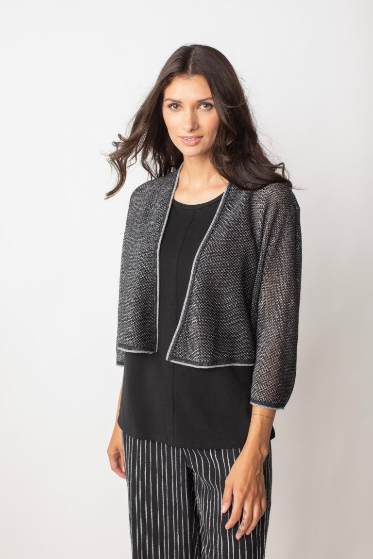 Mesh Stitch Cardigan in Black