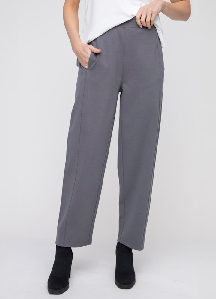 Ponte Solid Straight Pant in Charcoal