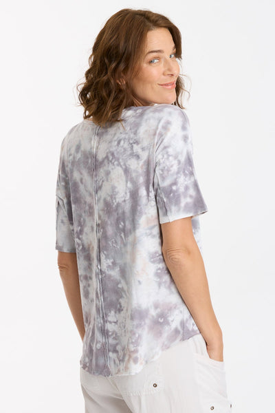 Duvall Tee in White and Purple Tie Dye