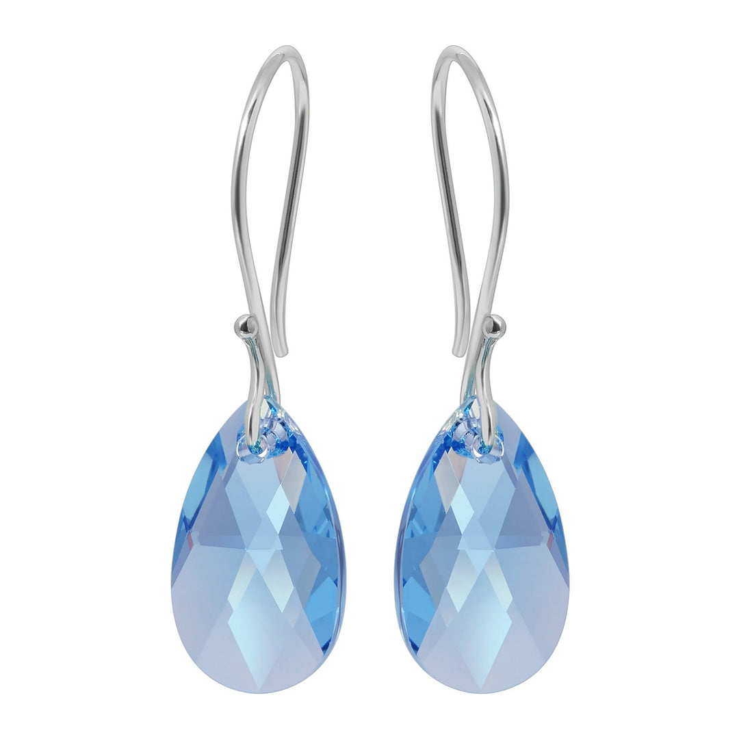 Crystal Briolette Earrings - Aqua Blue