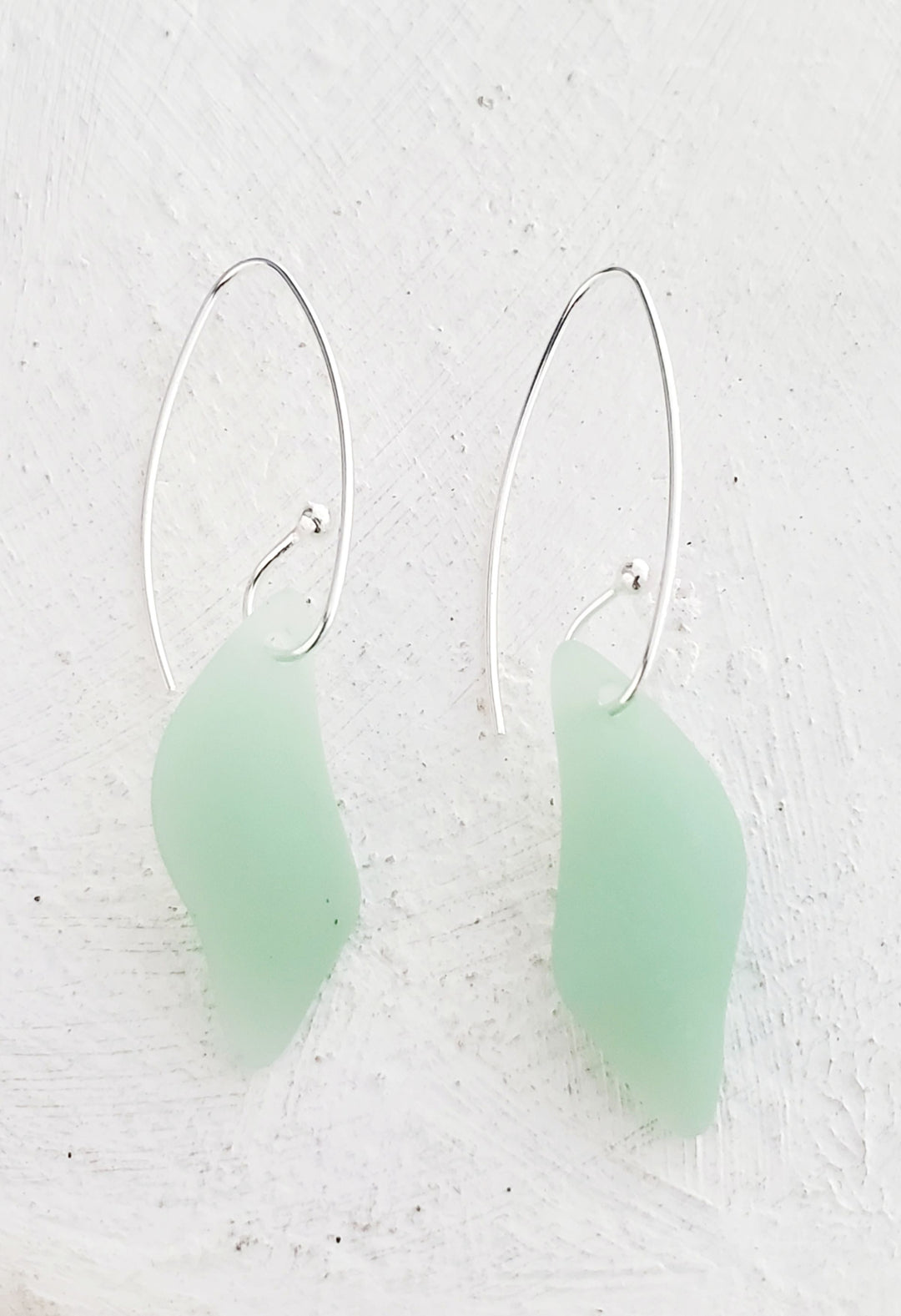 Eco Sea Glass Marquis Splash Earrings - Seafoam Green