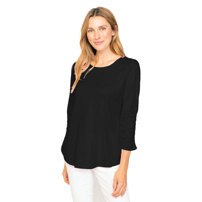 Combed Cotton Scoop Neck in Black