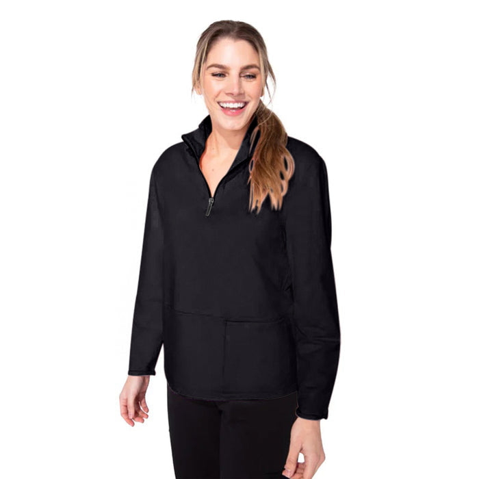 Ocean Front Terry Quarter Zip Jacket in Black