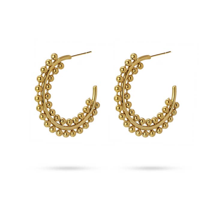 Adorned 14K gold plated hoop earrings