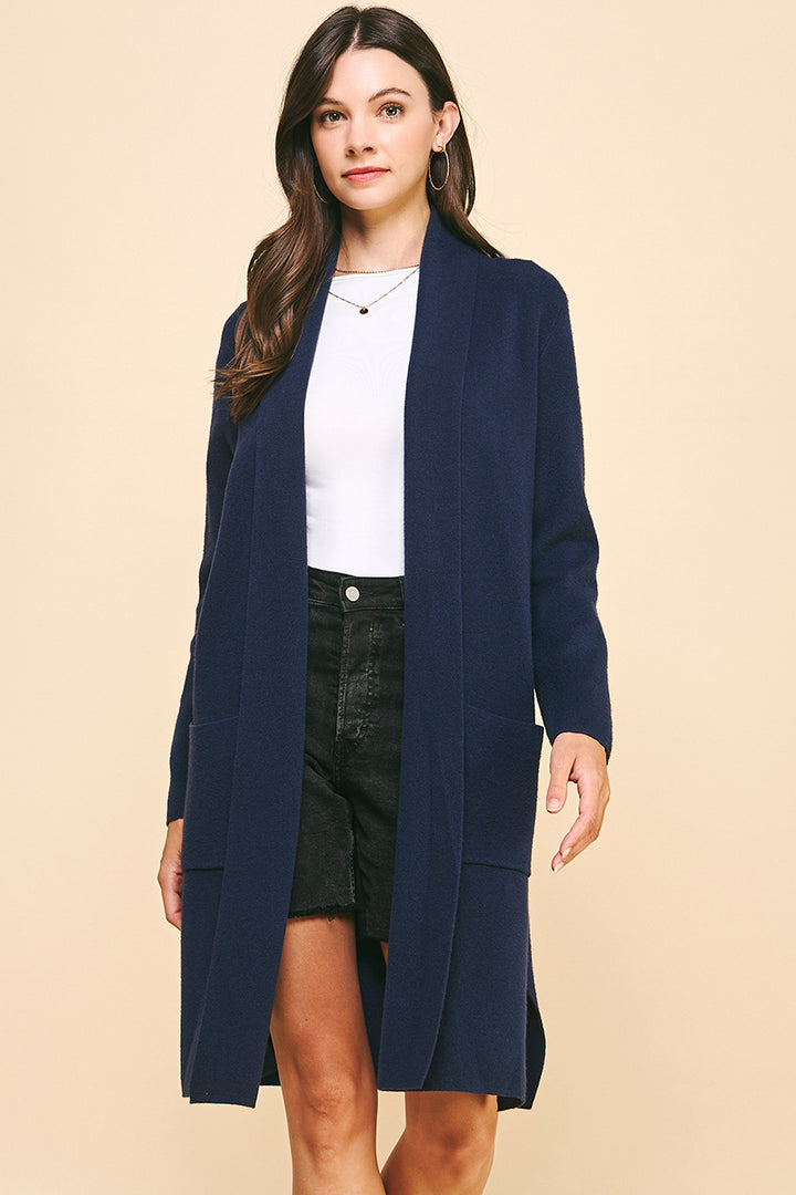 Open Knit Cardigan in Navy