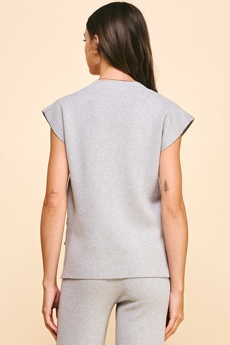 V-Neck Sweater Vest in Heather Grey