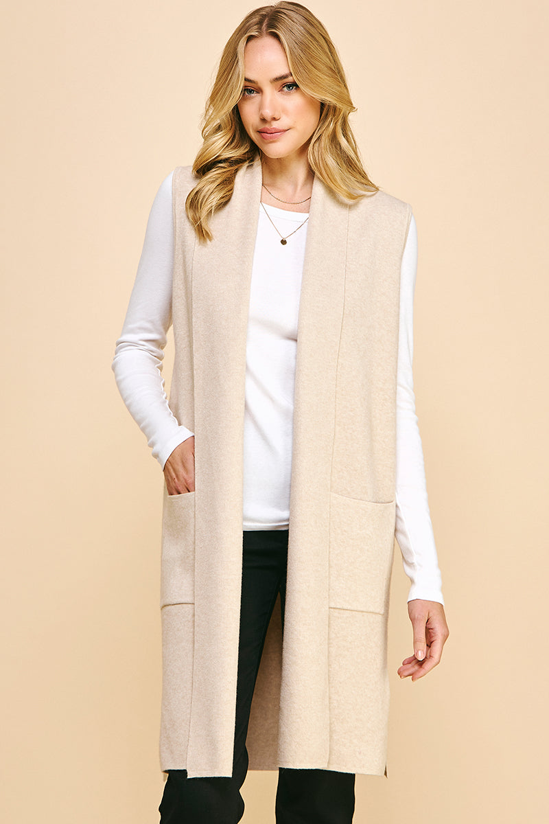 Open Knit Vest in Oatmeal