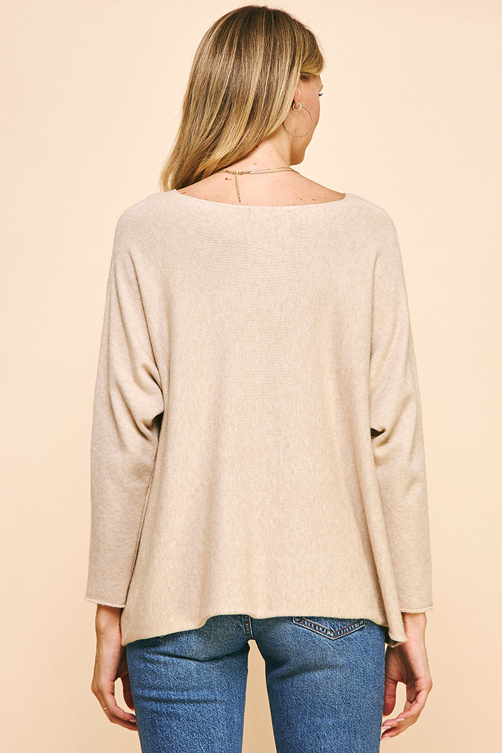 Soft V-Neck Sweater in Oatmeal