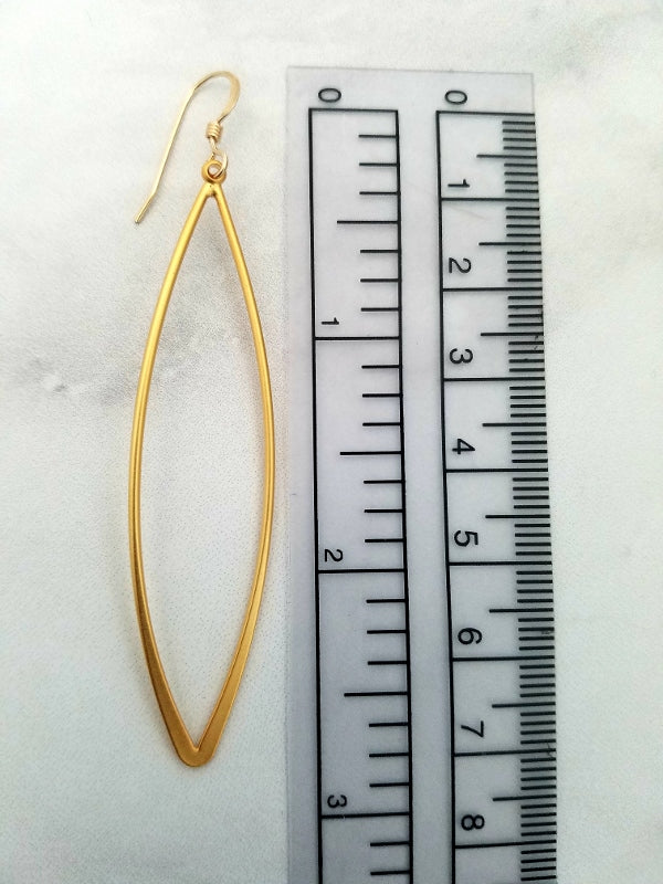 Gold Matte Long Marquis Earrings