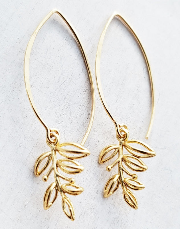 Vermeil Marquis Blossom Leaf Earrings