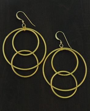 Gold Matte Interlocking Rings Earrings