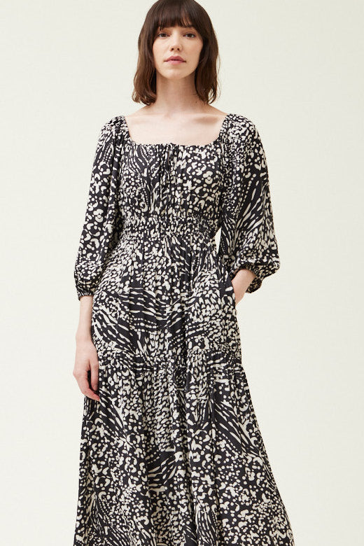 Black Printed Midi Dress