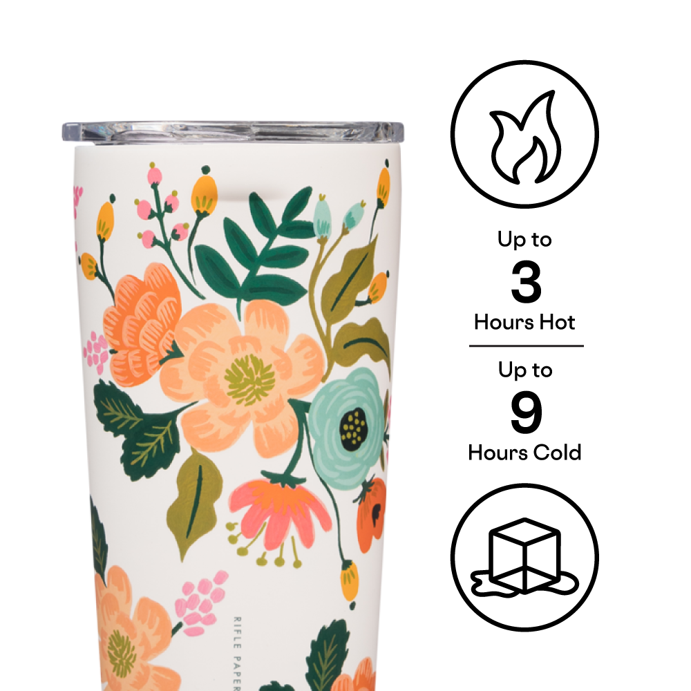 Corkcicle | Rifle Paper Co Stemless Flute | 7oz | Cream Lively Floral