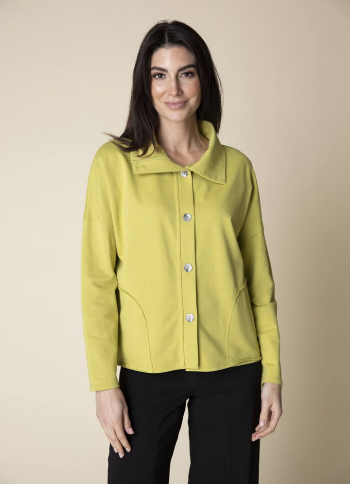 French Terry Curved Pocket Jacket in Pear