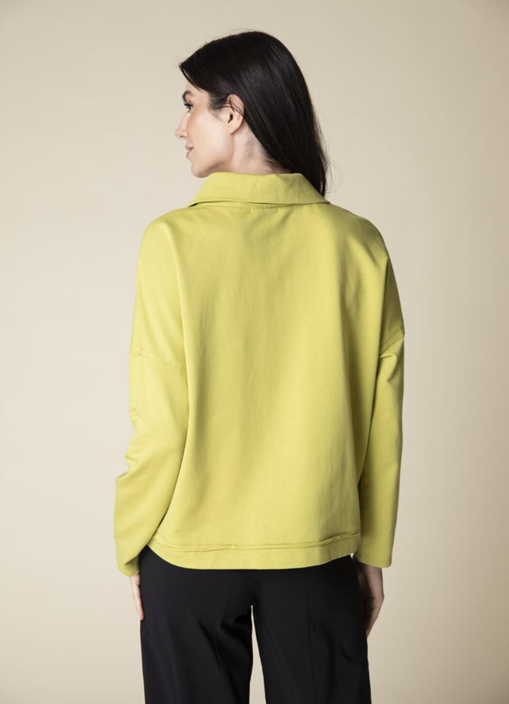 French Terry Curved Pocket Jacket in Pear