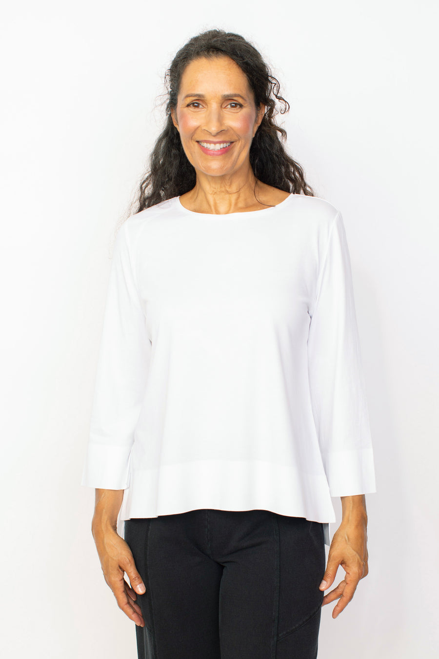 Deep Hem Tee in White