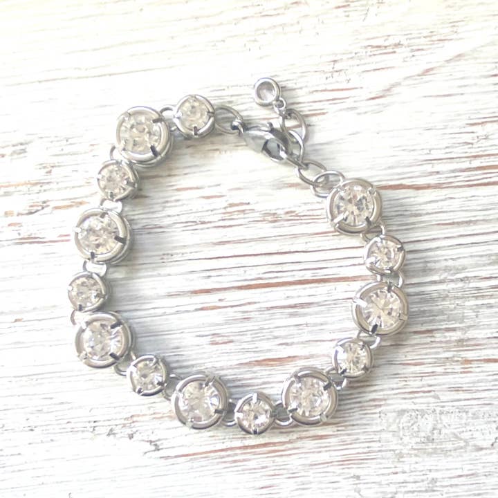 Chunky Crystal Bracelet in Silver