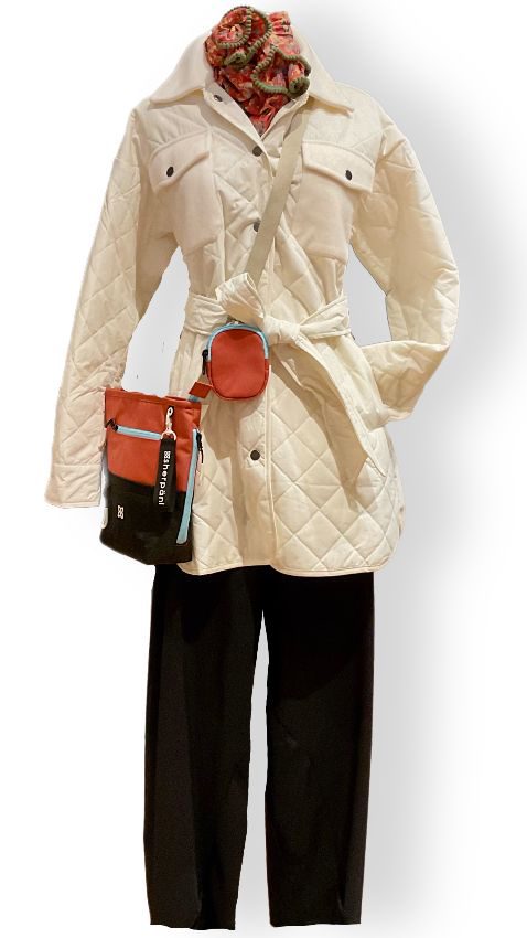 Mix Media Quilted Jacket in Cream