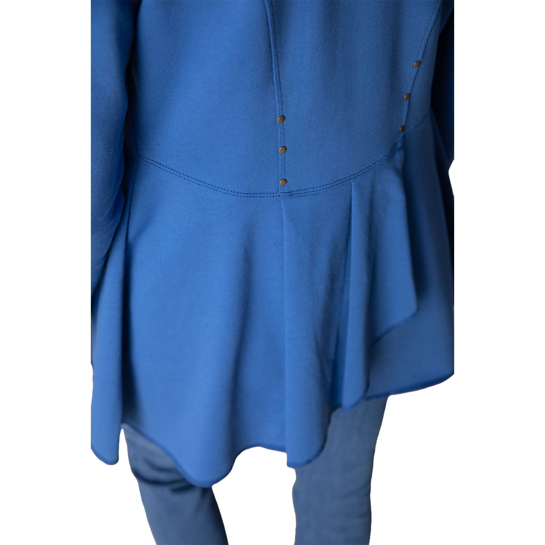 French Terry Drape Front Jacket in Blue