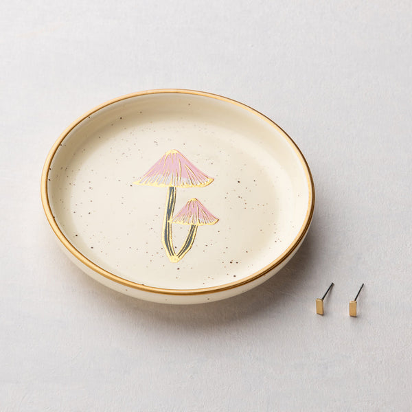 Jewelry Dish & Stud Earring Set - Mushroom