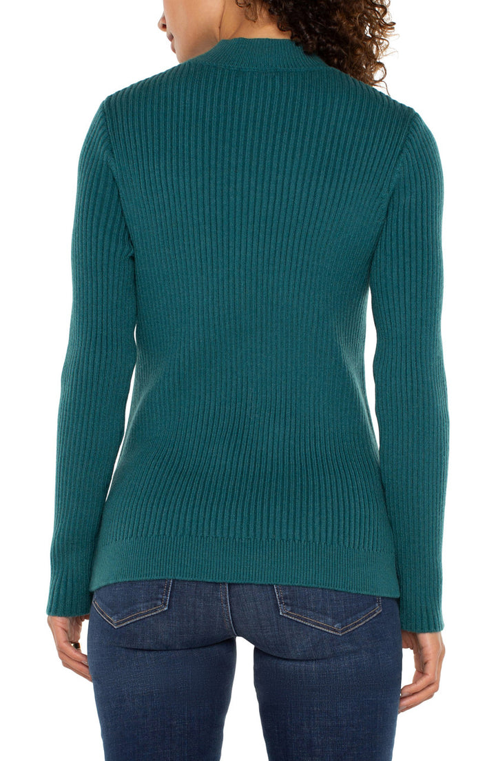 Long Sleeve Mock Neck Sweater in Malachite