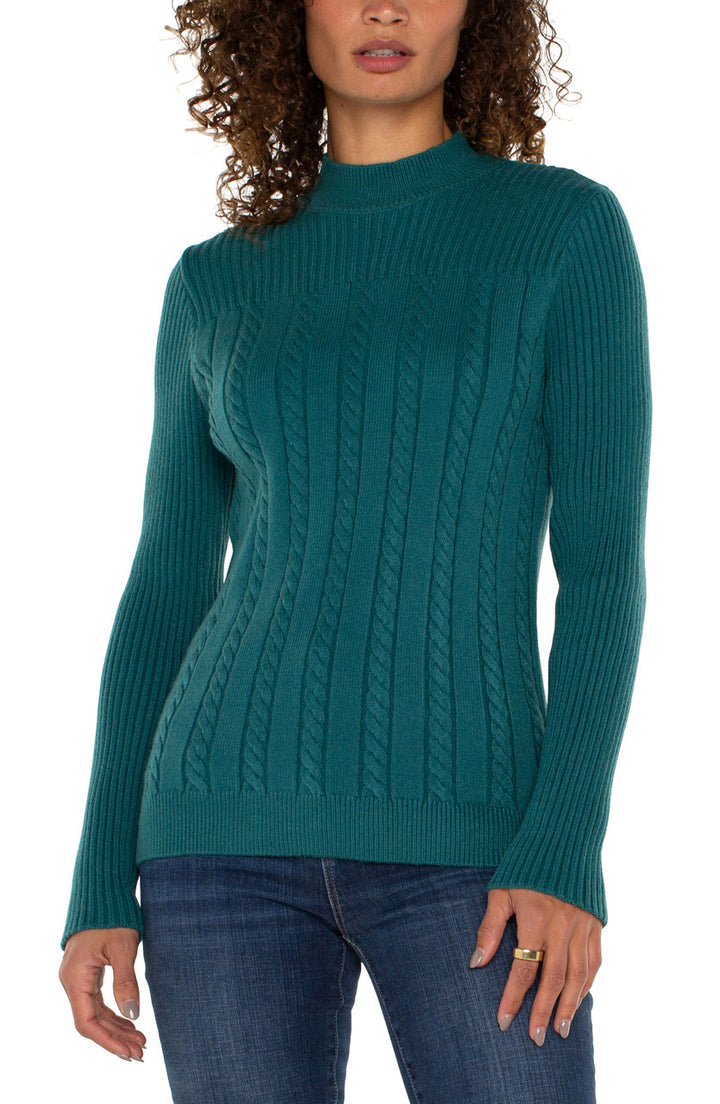 Long Sleeve Mock Neck Sweater in Malachite