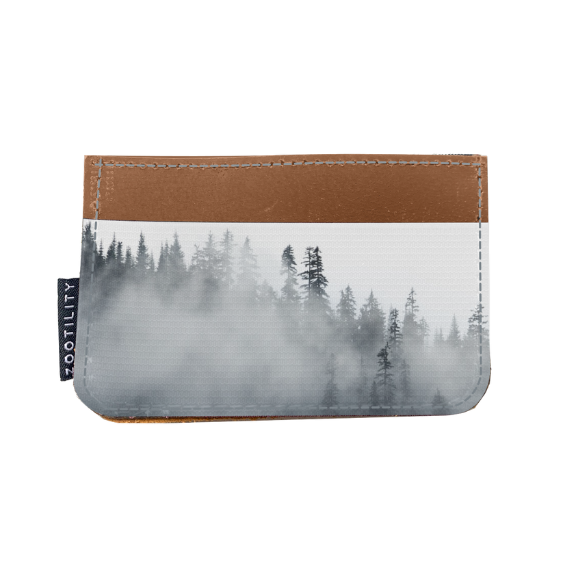 Leather Card Holder in Misty Trees