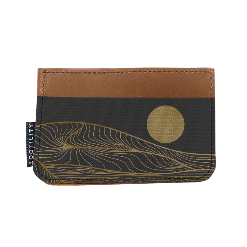 Leather Card Holder in Black Dunes