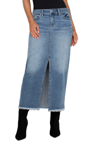 Front Slit Maxi Jean Skirt