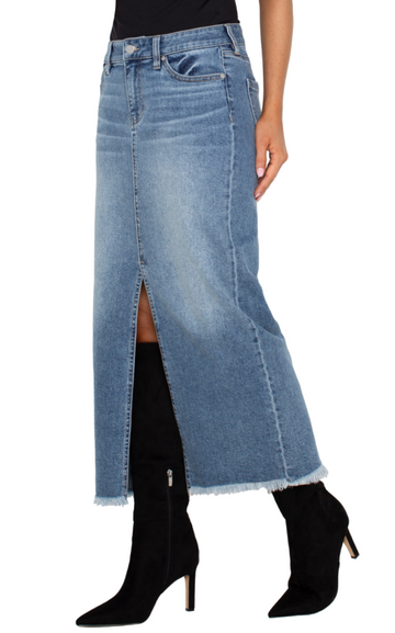 Front Slit Maxi Jean Skirt