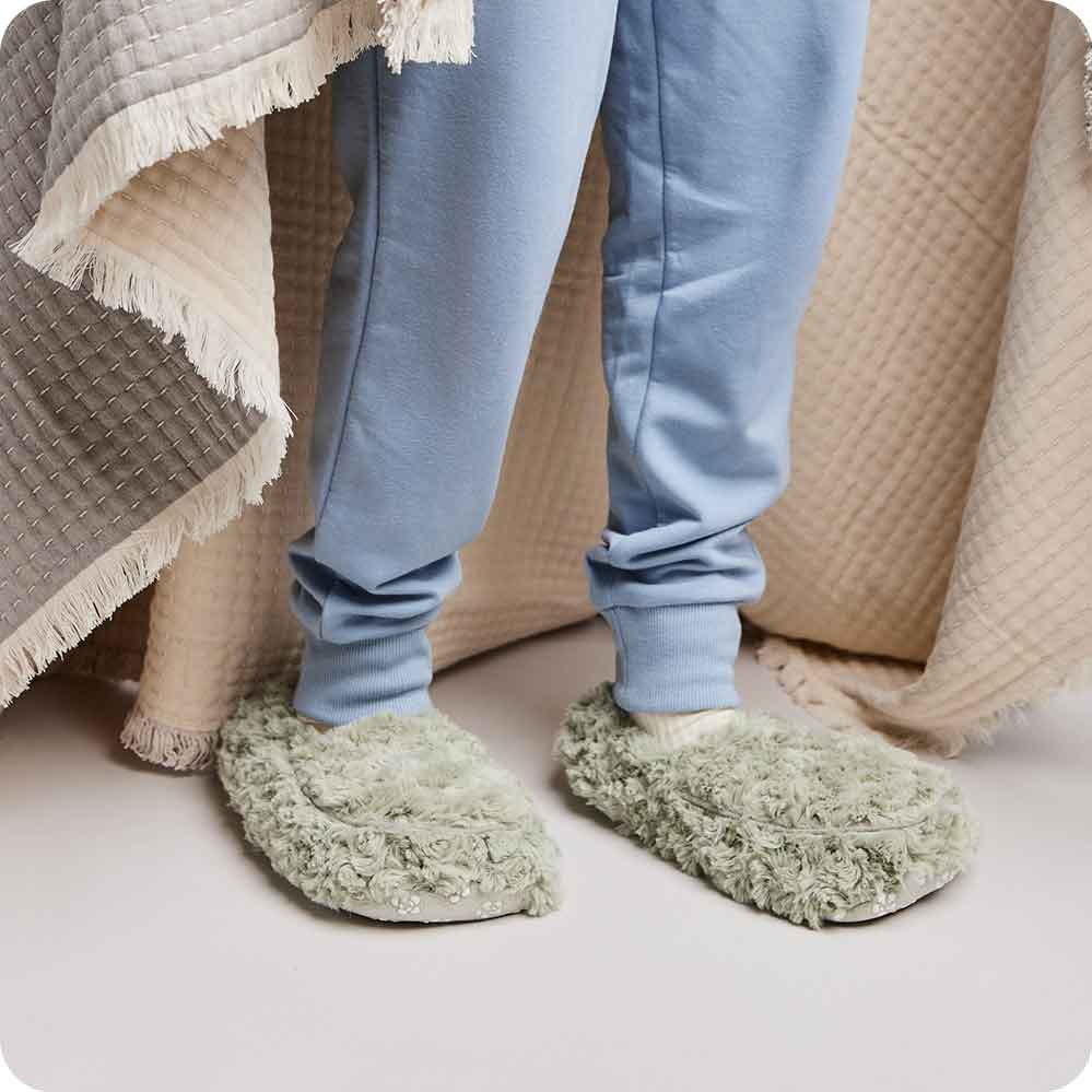 Slippers in Curly Sage Green Lavender Scented