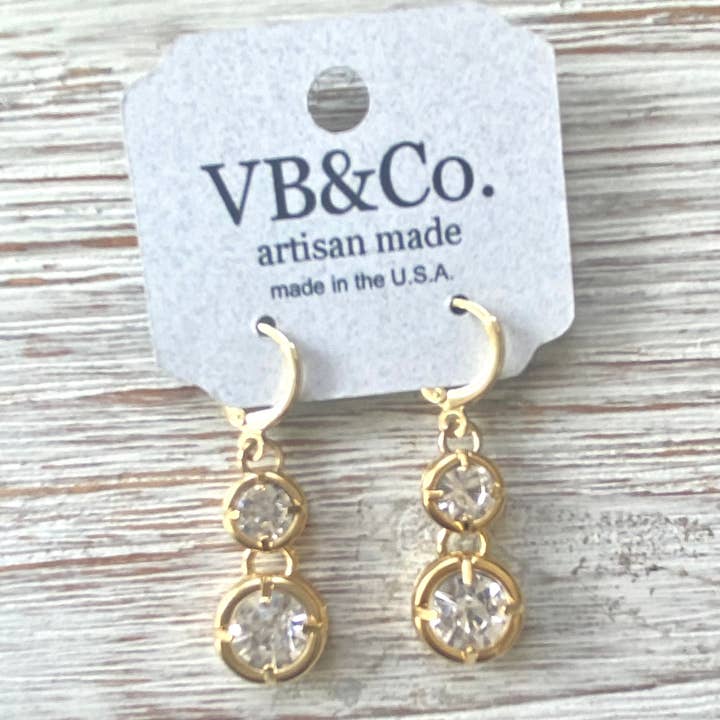 Crystal Dangle Earrings in Gold