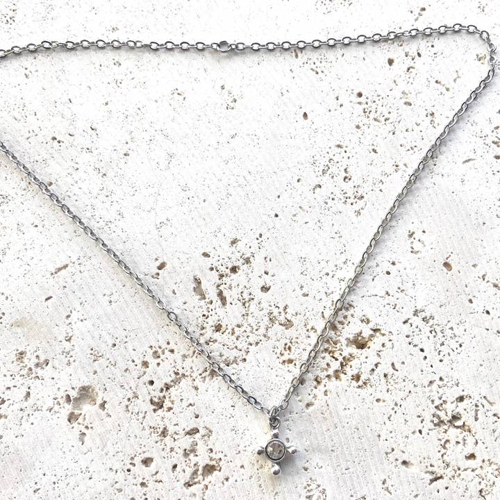 Tiny Cross Necklace in Silver