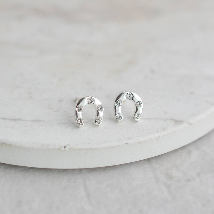 Horseshoe Crystal Stud in Sterling Silver