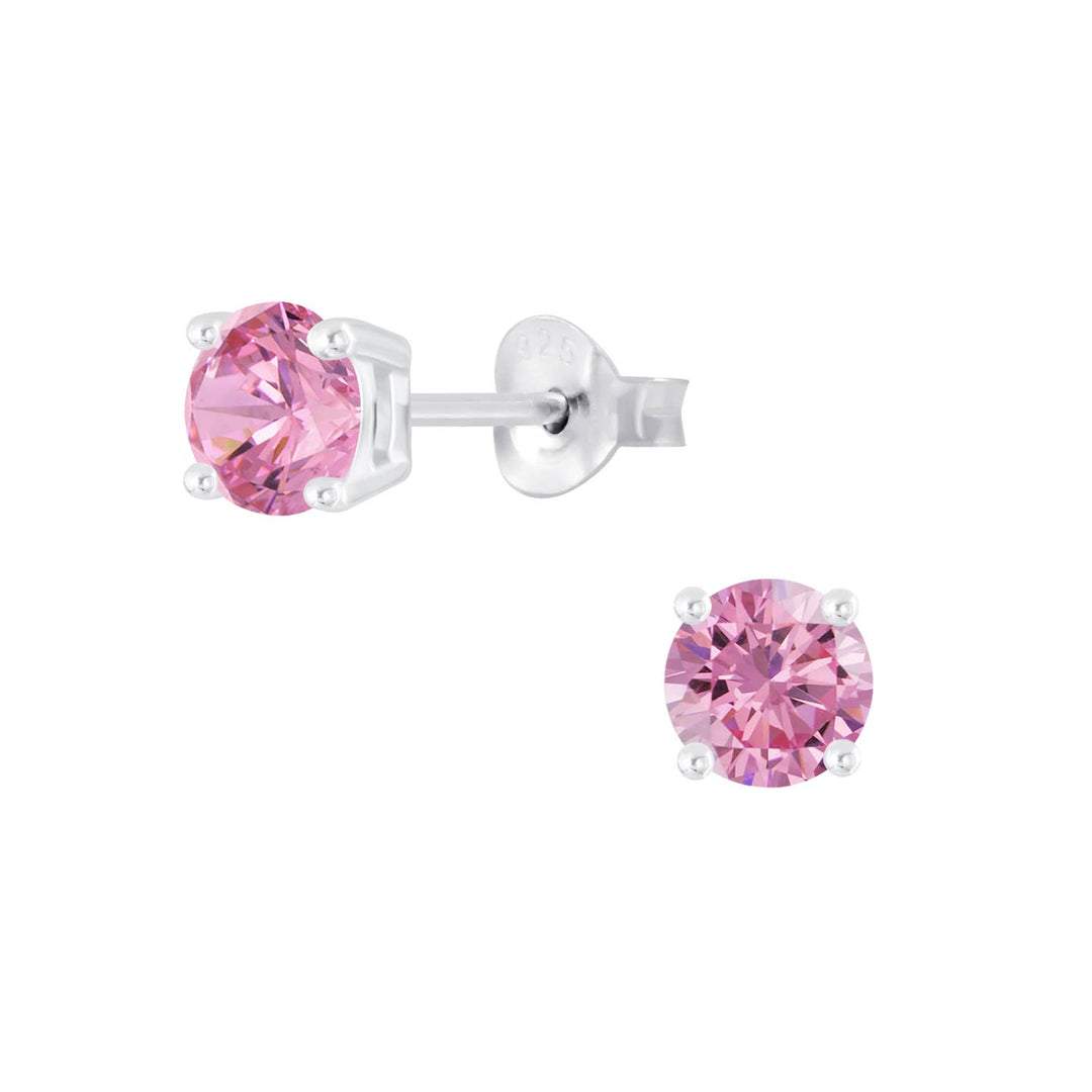 Pink CZ Sterling Silver Studs