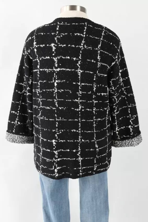 Boucle Windowpane Cocoon Cardigan