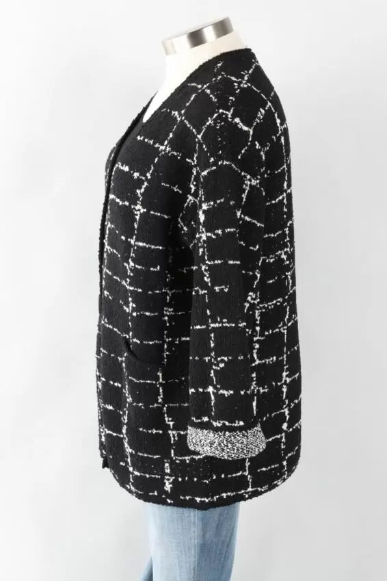 Boucle Windowpane Cocoon Cardigan