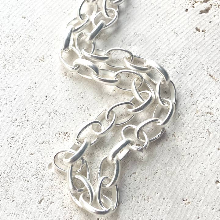 Chunky Chain Necklace Matte Silver