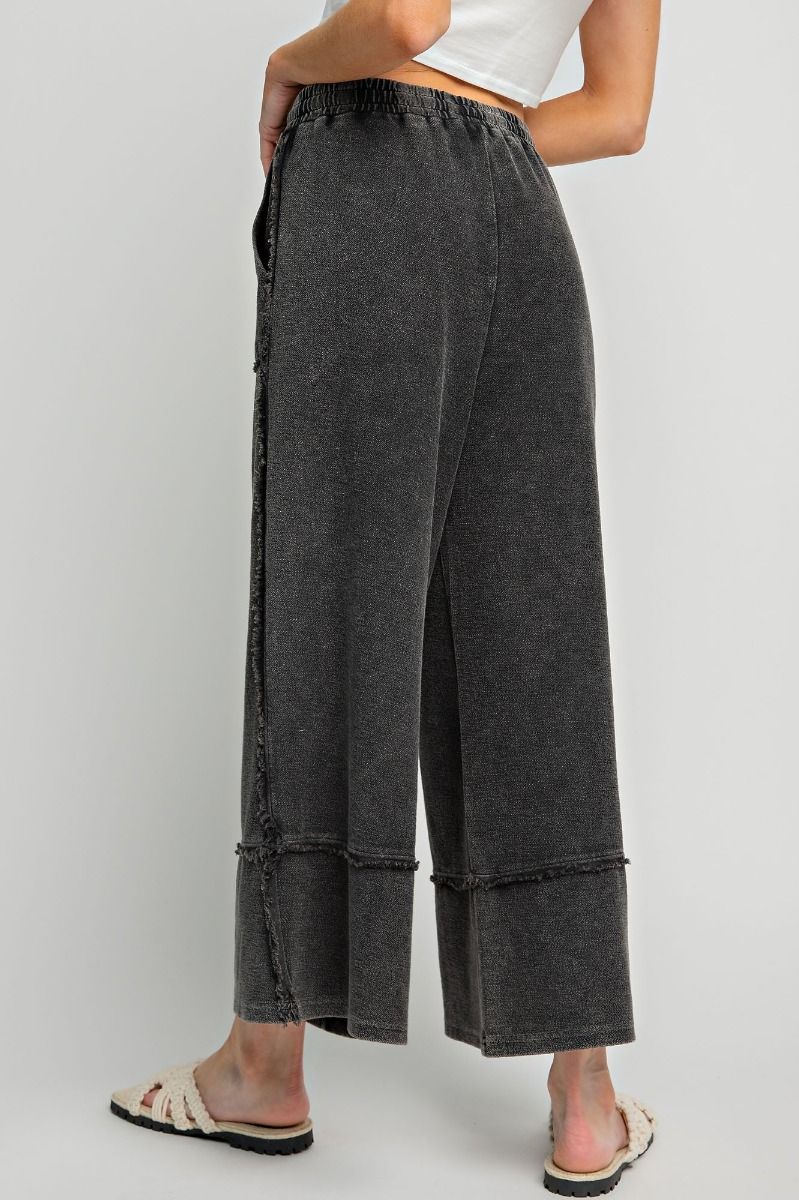 Terry Knit Palazzo Pants in Black