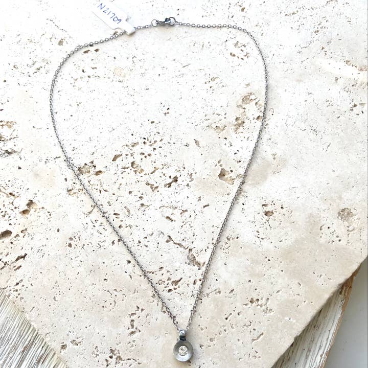 Hand Casted Swarovski Layering Necklace in Silver