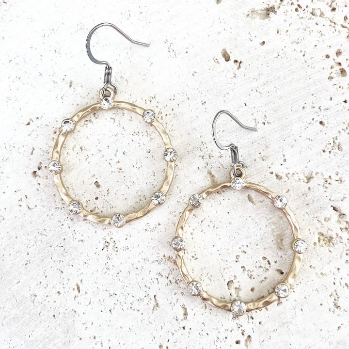 Edgy Crystal Hoop Earring in Gold