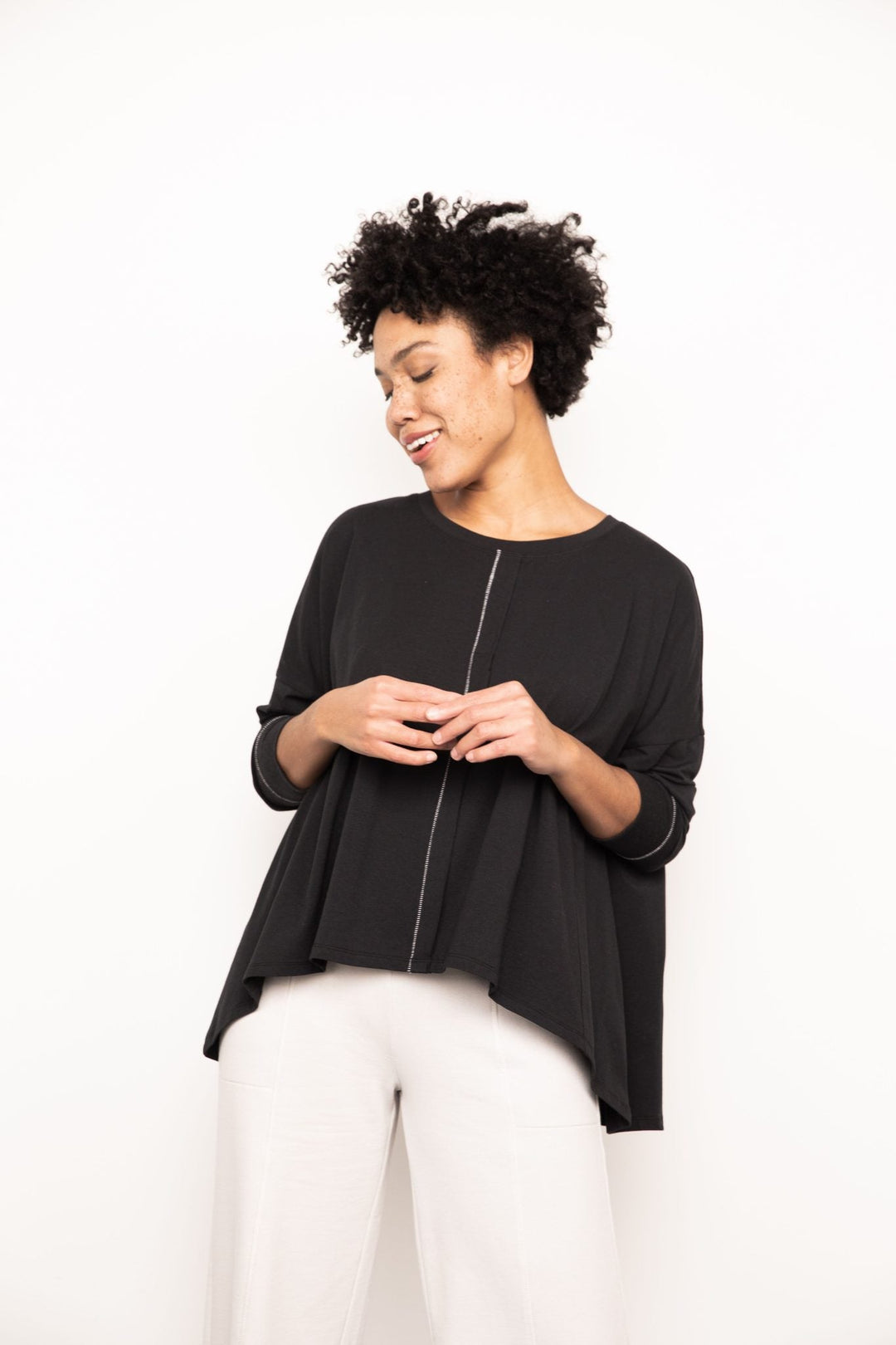 Essential Layers Pleat Swing Tee in Black