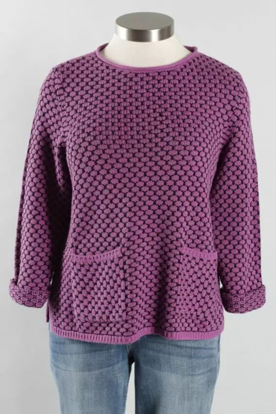 Pave The Way Mixed Stitch Pullover in Jam