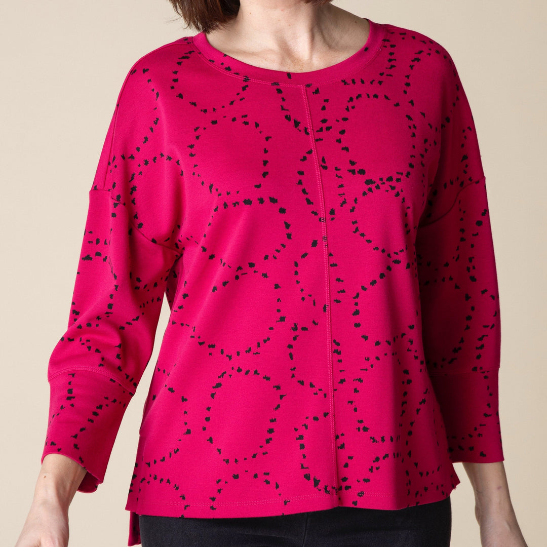 Circle Knit Boxy Crew in Merlot