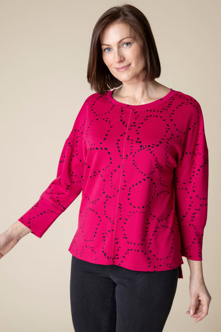 Circle Knit Boxy Crew in Merlot