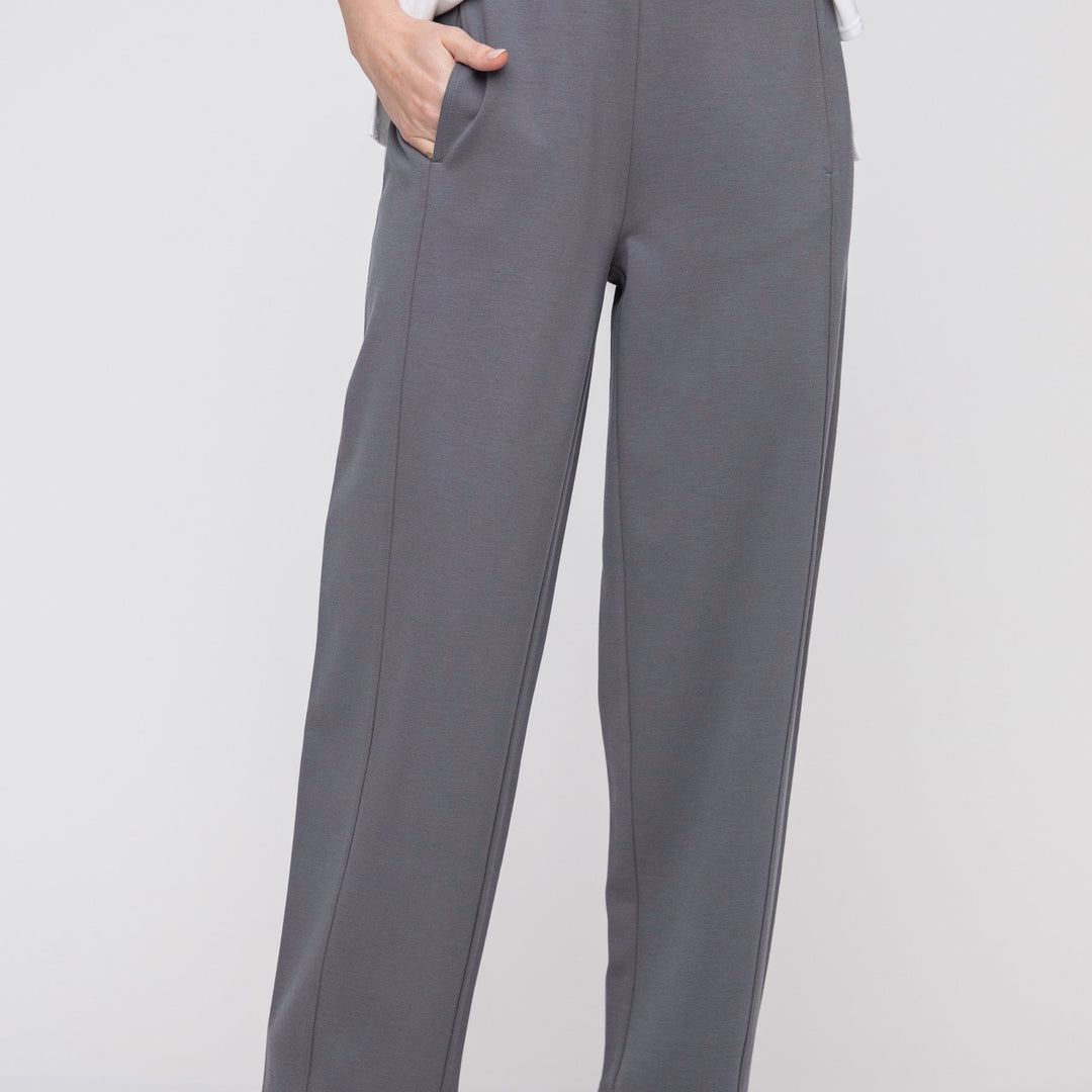 Ponte Solid Straight Pant in Charcoal