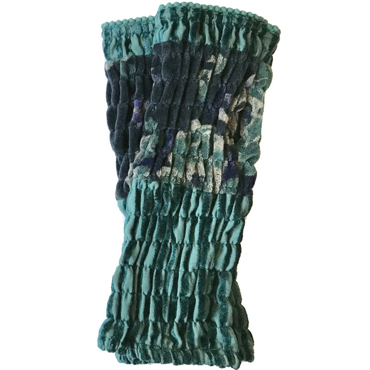 Velvet Crinkled Cuffs in Teal